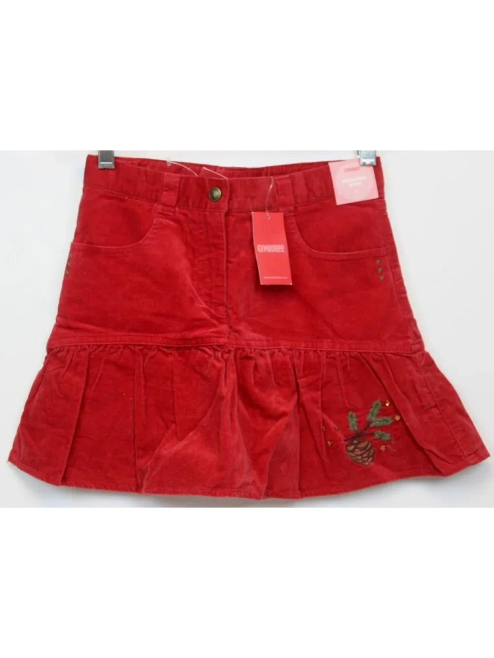 2007 Gymboree Moutain Cabin Red Velour Skorts sz 9 Flare Skirt Pinecone Velvet